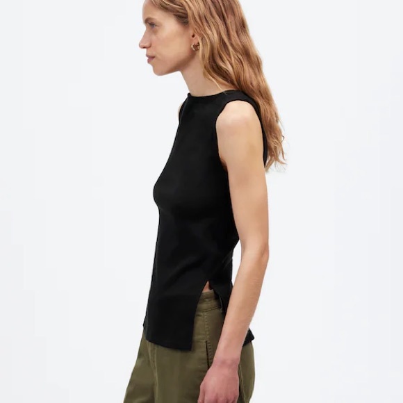 NWT Madewell Sleeveless Boatneck Side Slit Tee - Picture 2 of 2